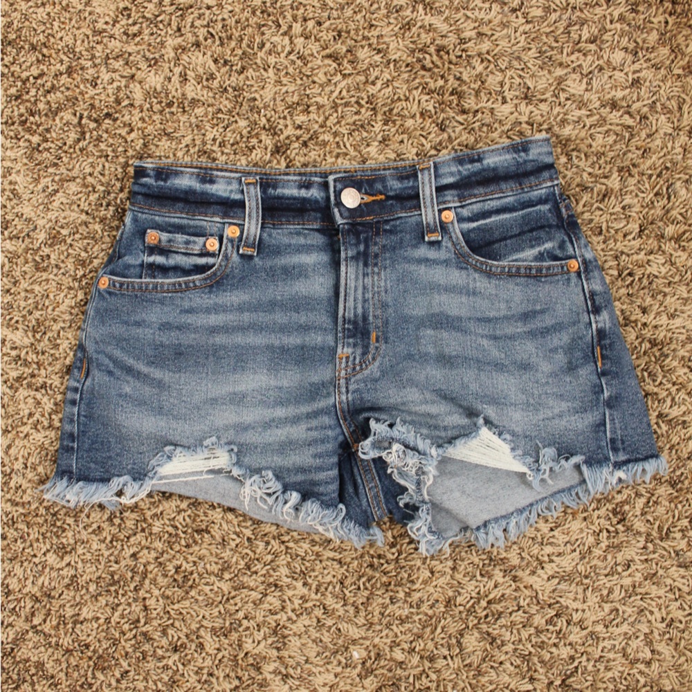 Levi's Blue Distressed Jean Shorts
